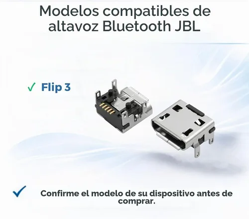 Vista 3 de 2 puertos de carga de repuesto JBL Flip 3, conector de carga micro USB para reparación de altavoces Bluetooth portátil, arreglar problemas de carga