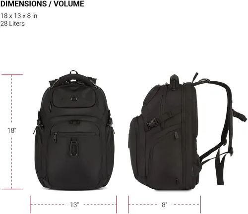 Vista 5 de SwissGear Endure ScanSmart – Mochila para portátil con tecnología TSA aprobada – Compatible con la mayoría de laptops de 17" – Múltiples bolsillos