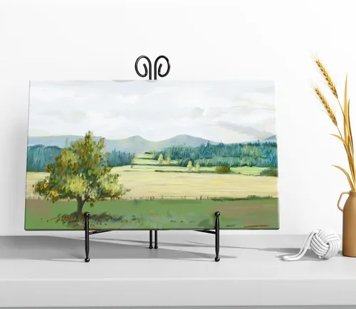 Vista 4 de SVENJBB Soporte de exhibición para platos, soportes decorativos de 6 pulgadas para exhibición, caballete de hierro negro para fotos, libros, marcos