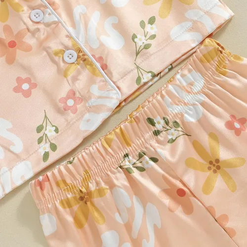 Vista 84 de Conjunto de pijama de manga larga con botones para niña pequeña, conjunto de ropa de dormir