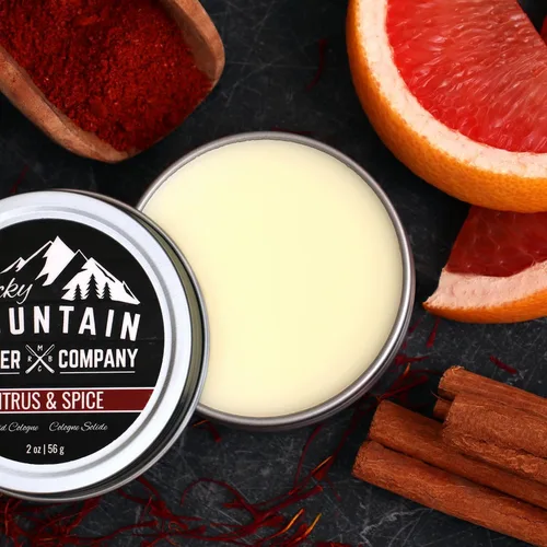 Vista 2 de Rocky Mountain Barber Company - Colonia sólida de cítricos y especias para hombres, 2 onzas