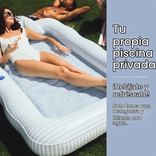 Vista 3 de FUNBOY Tanning Pool Lounger Float, XL 72'' x 48'' Pool Float with Custom Pillow and Large Cup Holder, Perfect for Pool or Backyard.