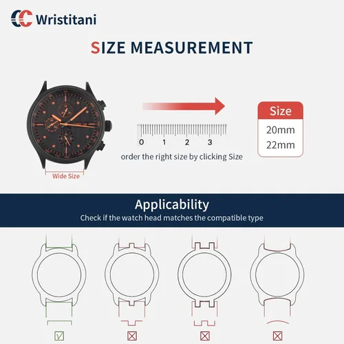 Vista 5 de Wristitani 3 Pack Leather Watch Strap, 20mm 22mm Top Genuine Leather Watch bands for Men, Quick Release Vintage Wristband