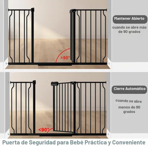 Vista 5 de Fairy Baby Puerta de seguridad para bebés Extensión de 12 cm para puerta de seguridad para bebés con cierre automático Puerta de seguridad