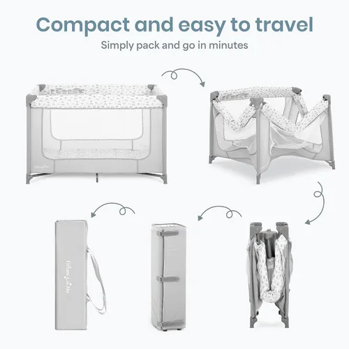 Vista 5 de Dream On Me Zodiak Corral portátil, compacto para viajes, bolsa de Gris oscuro