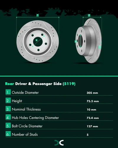 Vista 6 de SCITOO Kits de rotores de freno de disco trasero para Jeep Grand Cherokee 1999-2004
