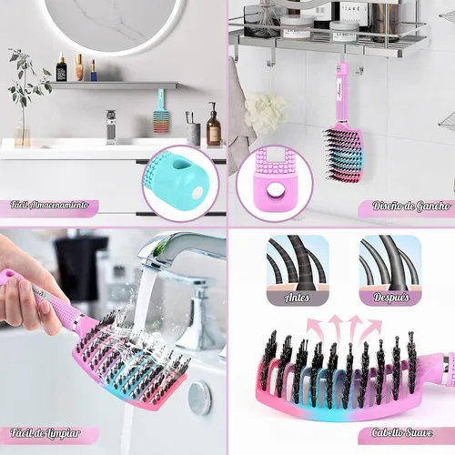 Vista 16 de Bsisme Juego de cepillos para el cabello, cepillo desenredante de Azul y morado.