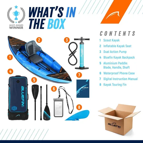 Vista 3 de Bluefin Scout - Kayak inflable para 1 persona, alternativa inflable de canoa
