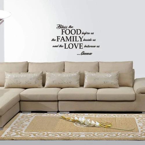 Vista 4 de Bless the Food Before us, the Family Beside Us and the Love Between Us Amen - Calcomanía para pared, citas, oración, comedor, cocina, decoración
