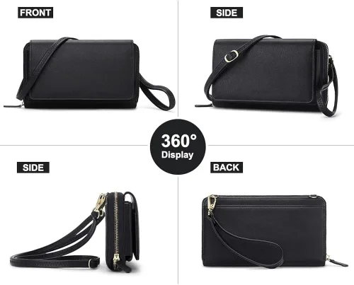 Vista 3 de RONSIN Cartera cruzada para mujer, tarjetero RFID, 2 correas