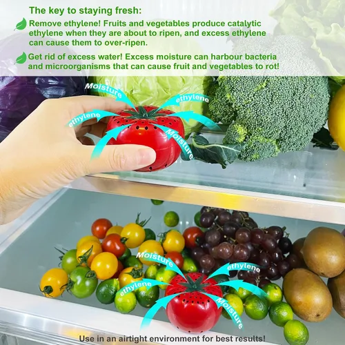 Vista 3 de Kit de conservador de frescura: mantiene las frutas y verduras frescas durante más tiempo, absorbe gas etileno y olores en el refrigerador
