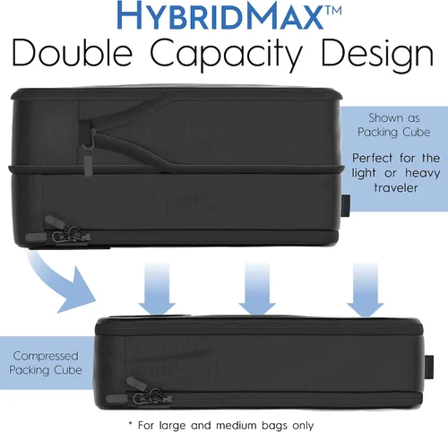 Vista 4 de Cubos de embalaje de compresión de lujo de 8 piezas para viajes, maximiza el espacio en el equipaje con diseño HybridMax de doble capacidad, bolsas