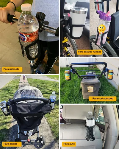 Vista 5 de BUNDLEPRO Portavasos para cochecito, portavasos universal para bicicleta