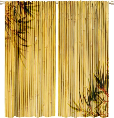 Vista 39 de Cortinas de bambú 3D impresas para exteriores, cortinas de bambú natural japonés zen, sala de estar, cocina, bolsillo para barra, cortinas