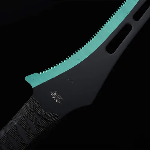 Vista 3 de Espada Ninja de acero inoxidable con vaina, cuchillo táctico de artes marciales para exteriores Verde