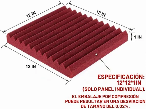 Vista 2 de Paquete de 52 paneles de pared de espuma acústica para estudio de 1" x 12" x 12", color negro y rojo