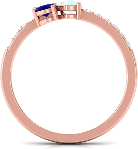Vista 6 de Anillo de promesa de ópalo etíope y zafiro azul de 1 quilates con diamante, ópalo etíope y zafiro azul, anillo de promesa de racimo de zafiro azul