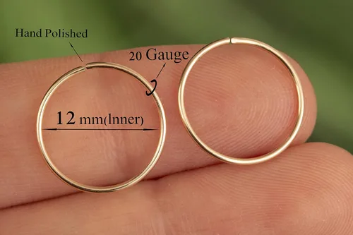 Vista 143 de Aretes de aro de oro de plata – Aretes de aro para mujer, dos piezas de aros de plata fina rellenos de oro, aro de hélice, anillo de tragus, aro