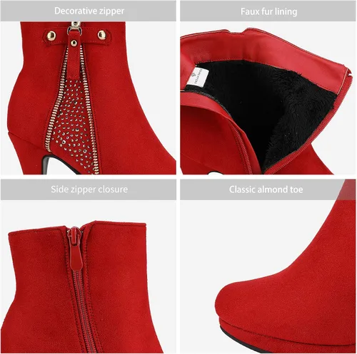 Vista 5 de Dream pairs - Botines altos de tacón grueso para mujer