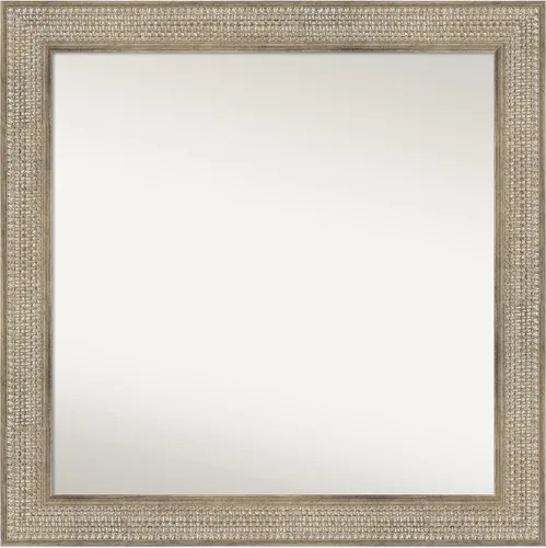 Vista 209 de Amanti Art Espejo de baño plateado para sobre fregadero, 26 x 26 pulgadas, espejo cuadrado de níquel pulido, marco de madera tradicional mediano, se