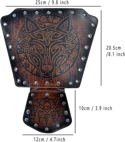 Vista 6 de JAOYU Brazaletes de cuero para hombre, armadura de brazo, brazalete de guantelete, brazaletes medievales, joyería vikinga para mujer, disfraz