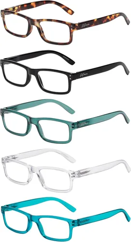 Vista 3 de Paquete de 5 lentes de lectura con bloqueo de luz azul para mujeres y hombres, lentes de computadora antirrayos azules con radiación deslumbrante, A