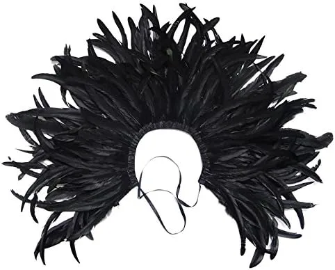 Vista 6 de L'VOW - Disfraz gótico de plumas negras para hombre