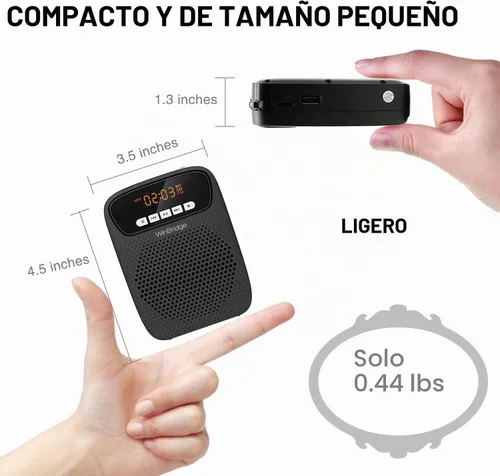 Vista 5 de Amplificador de voz portátil, auriculares inalámbricos y con cable, micrófono con altavoz, mini micrófono personal ligero para profesores