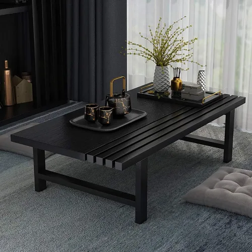 Vista 7 de Mesa de centro, mesa de estar de estilo japonés, mesa de protección ambiental E1 para el hogar + marco de acero al carbono mesa baja