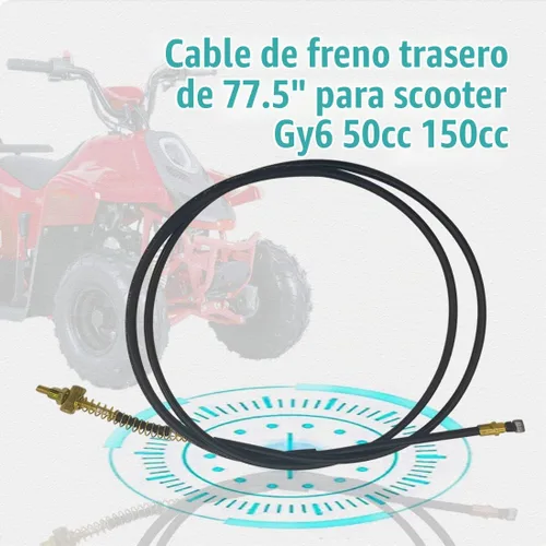 Vista 2 de Cable de freno trasero de 77.5 "Gy6 50cc 150cc scooter ciclomotor Roketa Taotao Sunl