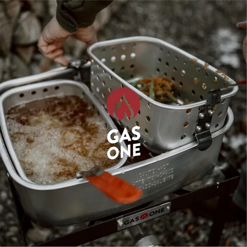 Vista 3 de Gas One Freidora Doble con 2 Canastas Quemadores de Propano para Cocinar al Aire Libre – Olla de Aluminio Resistente de 18Qt Freidora Profunda