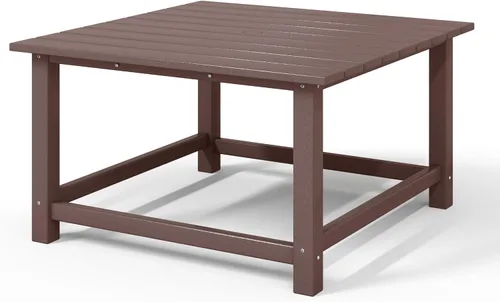 Vista 9 de WestinTrends Mesa de café de patio cuadrada de HDPE Malibu para exteriores de bajo perfil, marrón oscuro