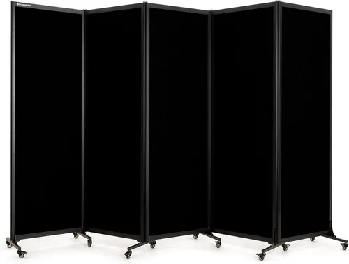 Vista 10 de Room Partition 2.0 Versión de actualización,6'L* 6'7"H,3 Panel, Beige Freestanding Rolling Dividers with Wheels,Office privacy screen Divider Wall