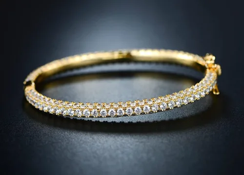 Vista 6 de Barzel Pulsera de eternidad chapada en oro de 18 quilates Dorado