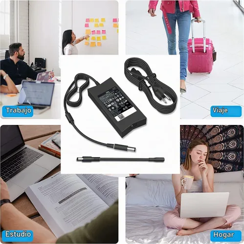 Vista 7 de SZGUDULO Cargador para portátil de 130 W para cable de alimentación de Cargador de portátil de 130 W para Dell XPS 15 Inspiron 7559 Precision 5510