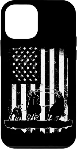 Vista 16 de USA Flag Team Roping Design Rodeo Western Horse Country Case for iPhone 17