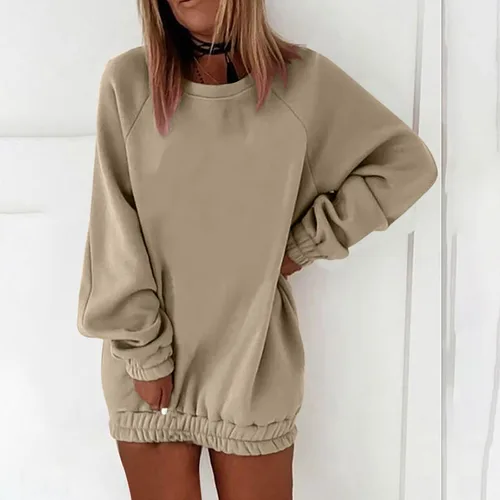 Vista 2 de Comigeewa Women's Solid Sweatshirt Long Sleeves Round Neck Baggy Sweatshirts Pullover Fall Winter Fashion Daily Clothes Cute