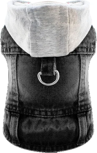Vista 7 de Chaqueta de mezclilla para perro con anillo en D, abrigo de mezclilla azul, trajes para perros pequeños, gatos, macho, niña, ropa de cumpleaños