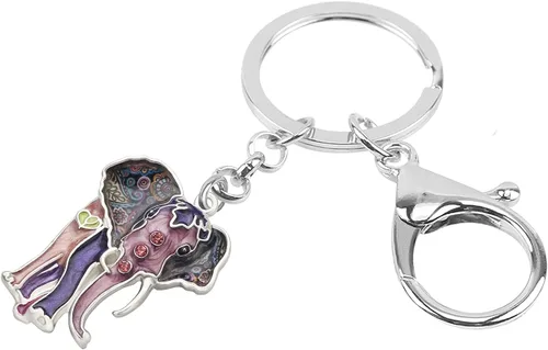 Vista 2 de BAMAY Llaveros de elefante africano de aleación esmaltada, animales de la selva, monedero, llaveros para regalos para mujeres y niñas
