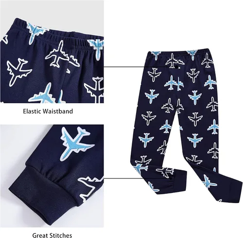 Vista 5 de KikizYe Conjunto de pijama para niños pequeños y grandes, pijama 100% algodón