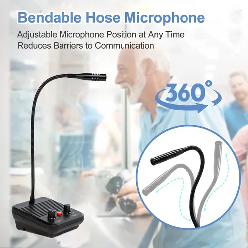 Vista 4 de Sistema de altavoces de intercomunicación de ventana, micrófono de intercomunicación de doble vía, altavoz de ventana para hablar a través