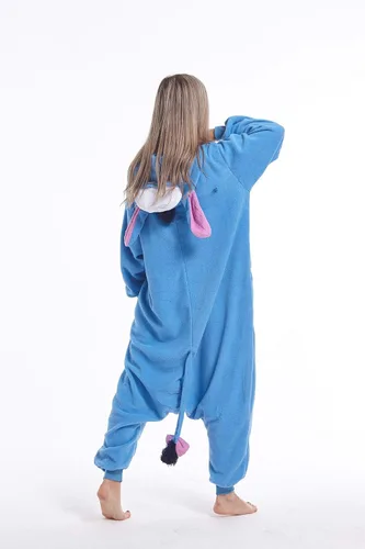 Vista 5 de Donkey Animal - Pijama unisex de una pieza para adultos disfraz de cosplay para hombres y mujeres talla XL Burro azul