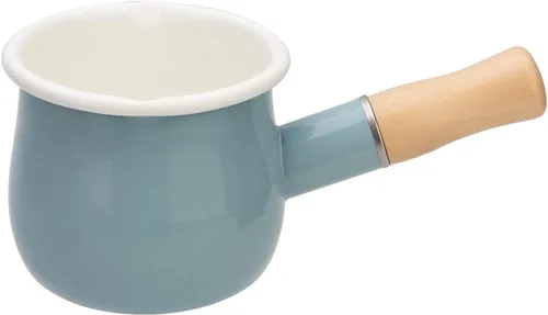 Vista 9 de Olla de leche esmaltada, calentador de mantequilla antiadherente, mini cacerola, 4 pulgadas, 17 onzas, utensilios de cocina pequeños con mango