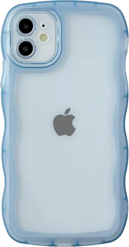 Vista 11 de Caseative Funda para iPhone 11, color negro Marco de onda rizada de color sólido claro suave