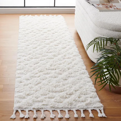 Vista 48 de SAFAVIEH Alfombra marroquí con borlas, 2 x 3 pies, marfil y marrón, no desprende pelusa y fácil de limpiar, textura alta y baja, ideal