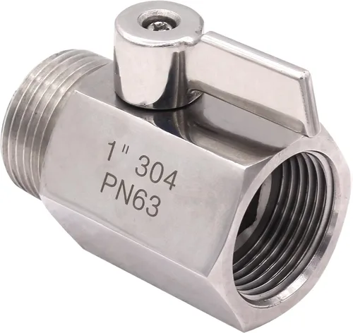 Vista 7 de DERNORD - Miniválvula de bola de 1 pulgada en acero inoxidable NPT hembra x macho con rosca SUS304