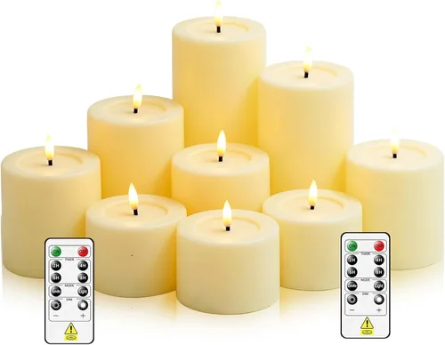 Vista 7 de Sasigeiaa Velas sin llama naranja de Halloween con control remoto, paquete de 5 velas LED que funcionan
