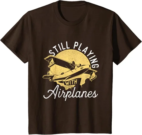 Vista 47 de Still Playing With Airplanes - Camiseta de control remoto RC Avión Piloto, Negro