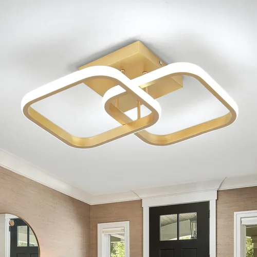 Vista 13 de CANEOE Lámpara LED de techo de pasillo de 15.75 pulgadas, lámpara de techo LED moderna cuadrada de 6000 K, lámpara de techo negra de 25 W para Negro