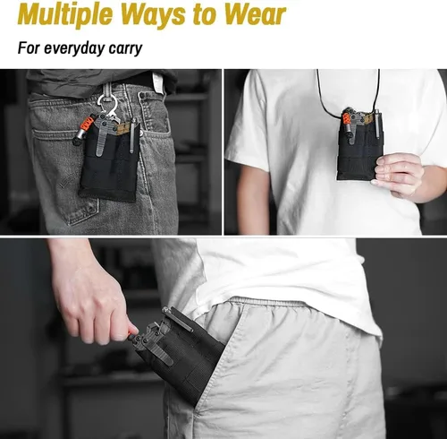 Vista 5 de VIPERADE VE9 EDC - Bolsa organizadora de bolsillo para herramientas, funda multiherramienta con área de parche para bricolaje, bolsa de bolsillo EDC